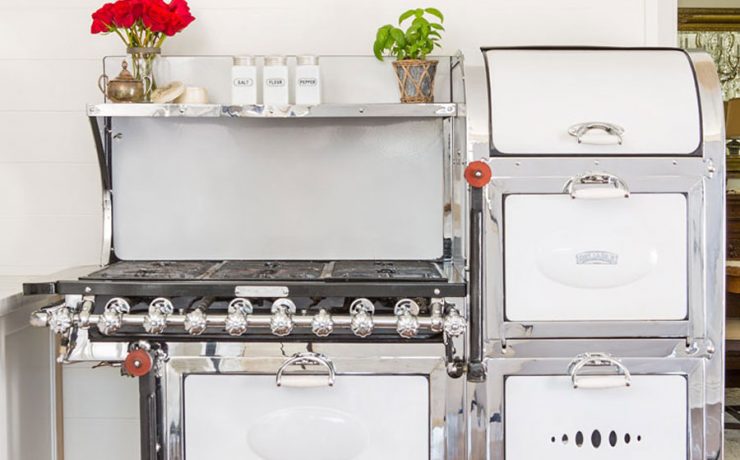 white antique victorian stove was found as architectural salvage