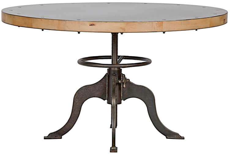 round pedestal dining table with metal base