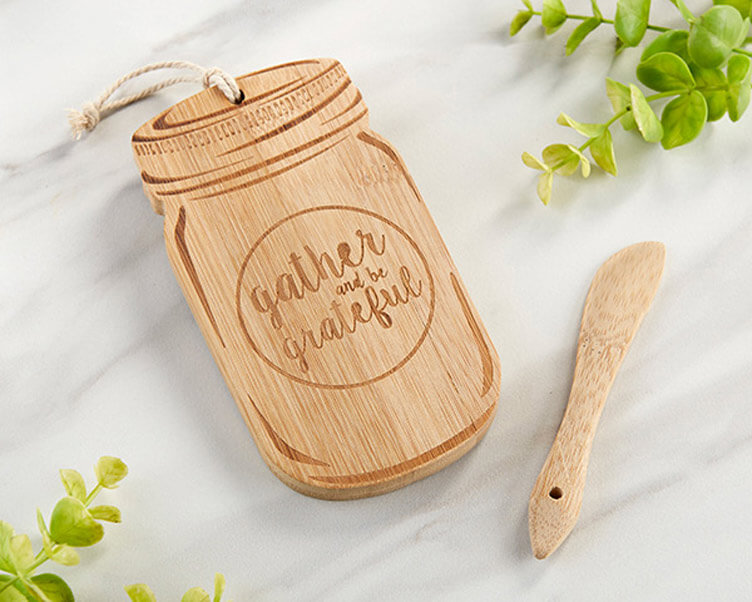 mason jar cheese board with knife