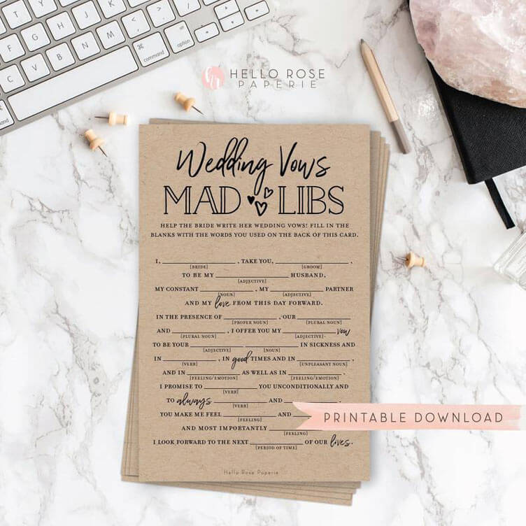 bridal mad libs printable