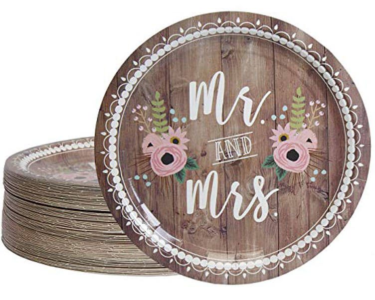 Mr. and Mrs. disposable plates