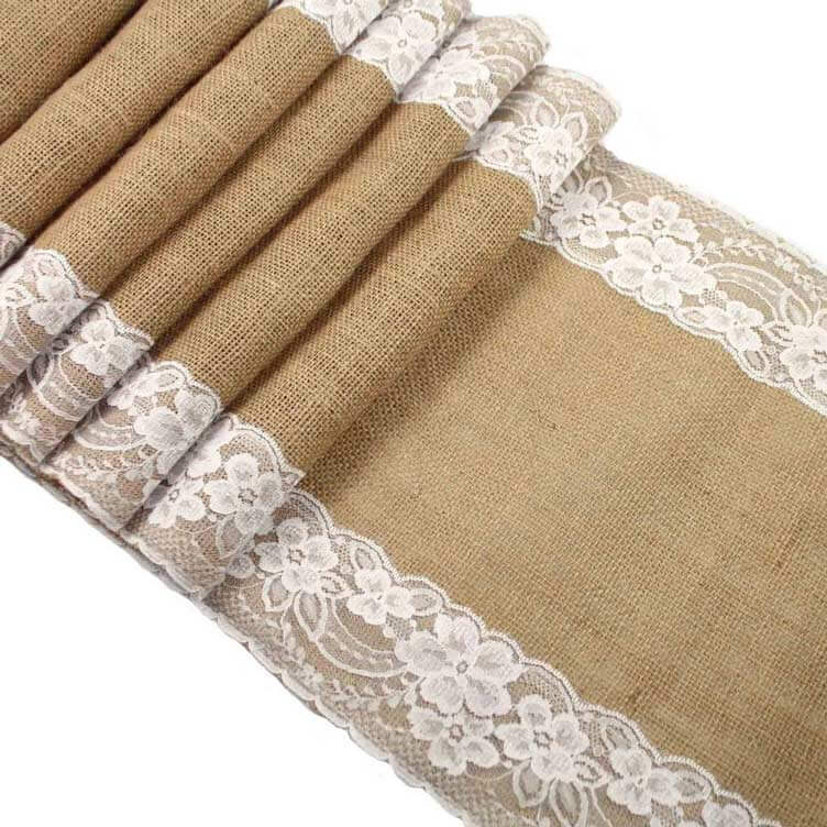 burlap and lace table runner