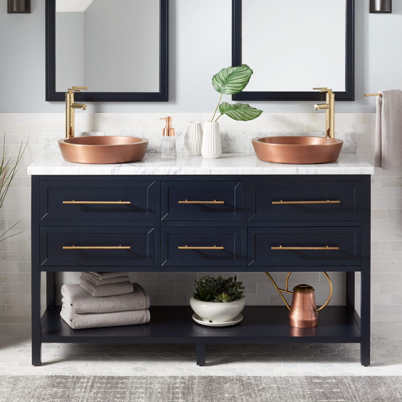 Bathroom designed in modern farmhouse to complete the style.