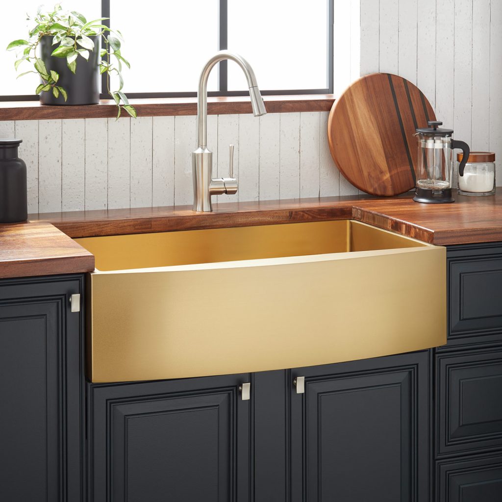 Single bowl sink in gold