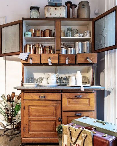 Tall cabinet filled with jars