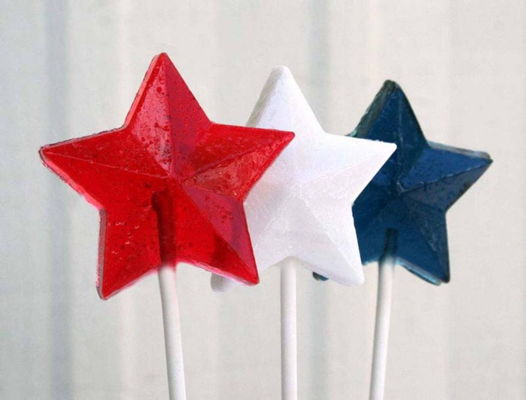 Red white and blue star suckers