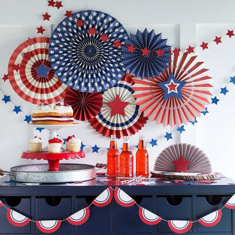 Red white and blue paper pinwheels