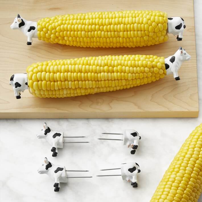 Corn on the cob holders cow shaped