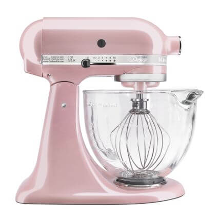 An American-made, iridescent pearl-colored mixer