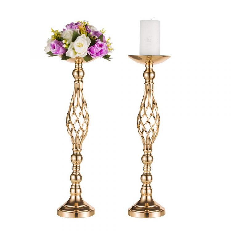 2 gold candle holders