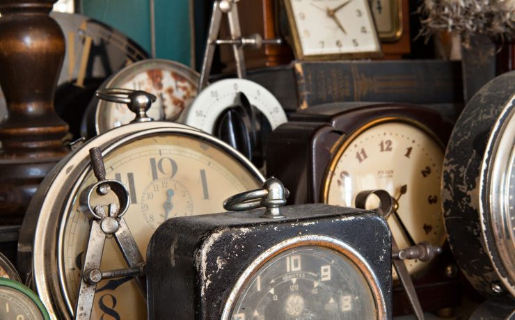 A collection of antique and vintage clocks