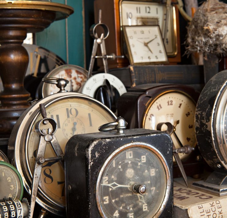 A collection of antique and vintage clocks