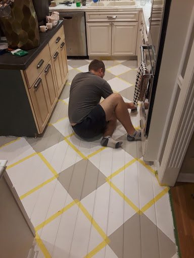 Painting a checkerboard floor