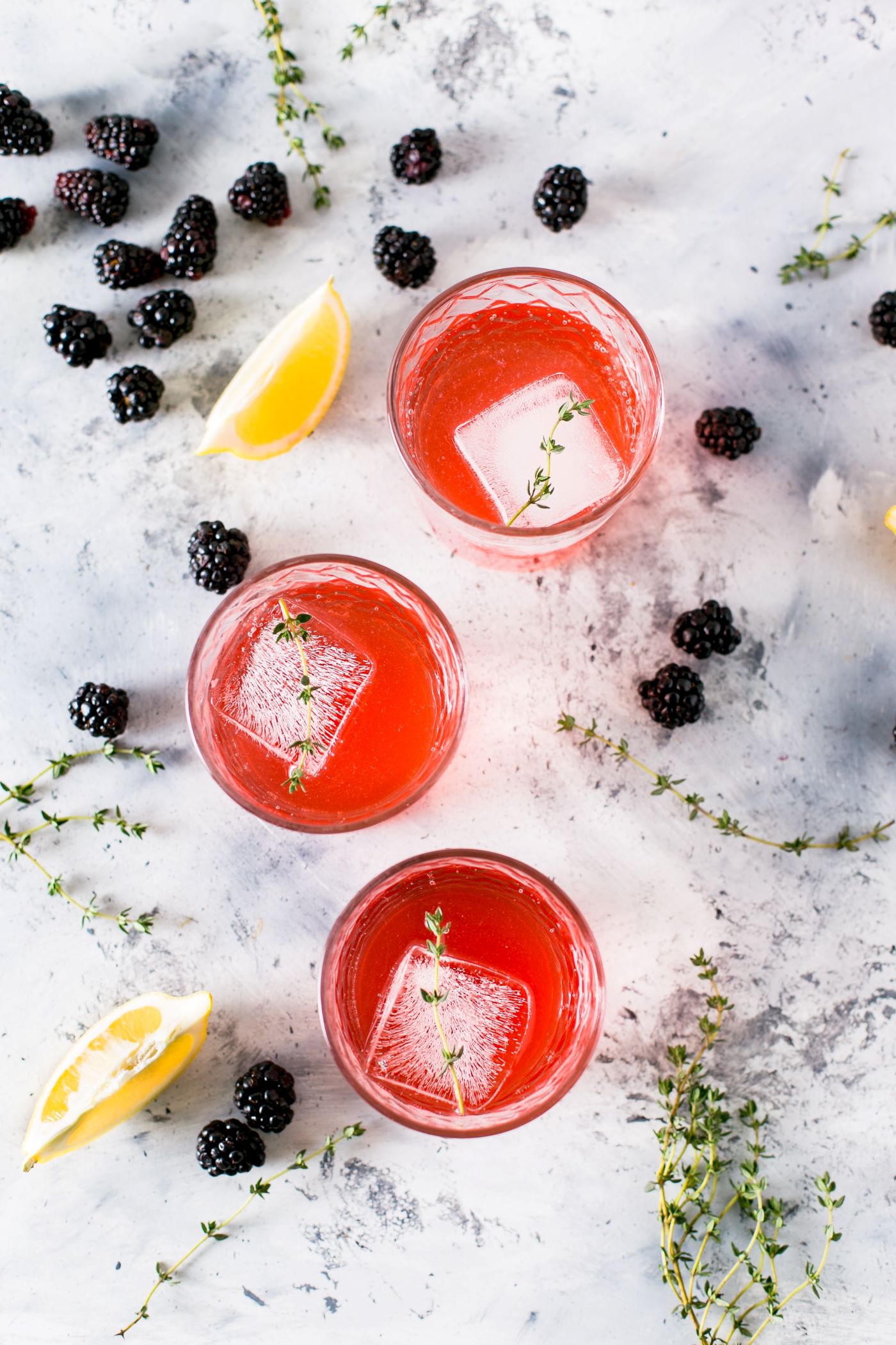 View from above of raspberry green tea lemonade