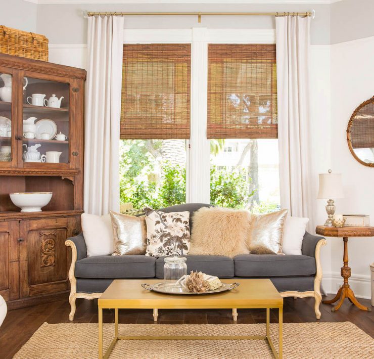 living room with neutral farmhouse style