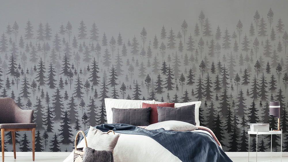 DIY wall mural made by stenciling