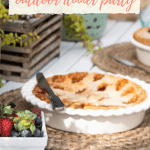 outdoor dinner party table with pies