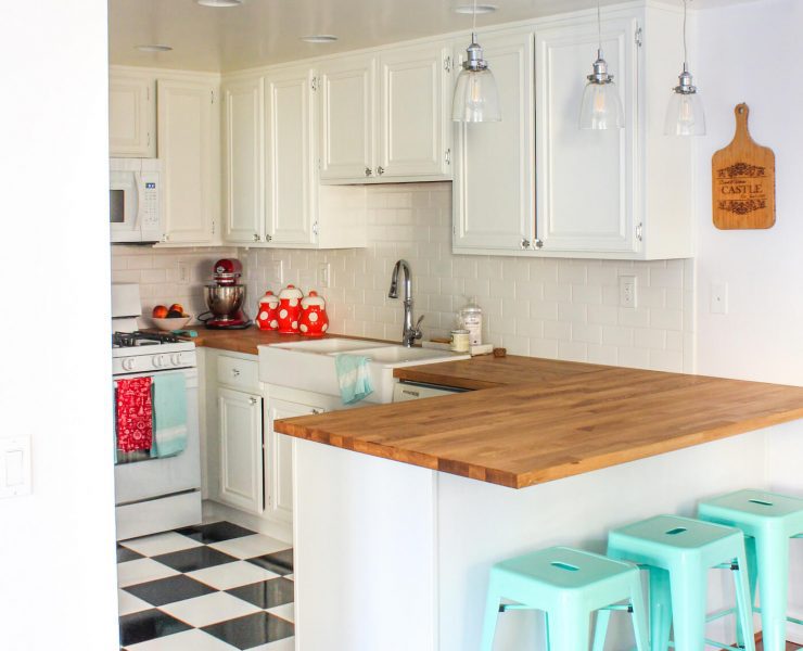 Repaint kitchen cabinets to white with farmhouse style