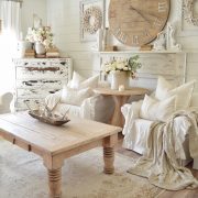 Living room of Natalie from My Vintage Porch, with white farmhouse style