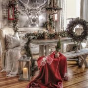 Dining room of Maple Creek Market with animal painting and Christmas decorations