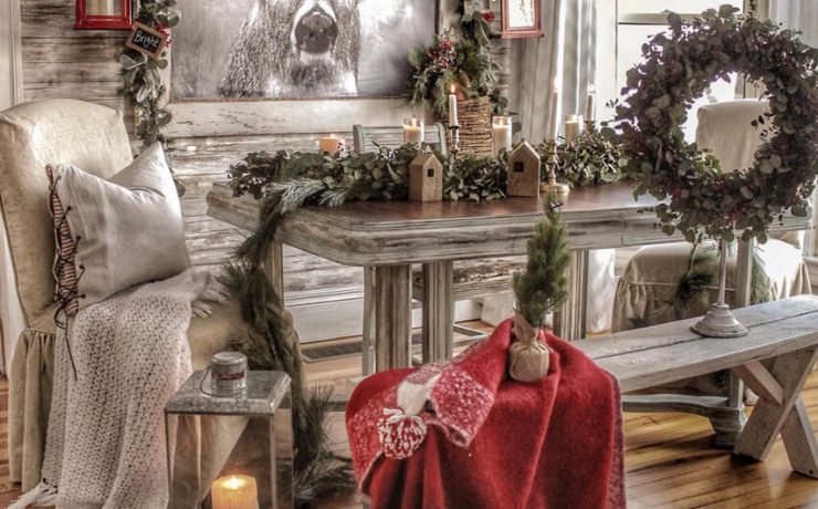 Dining room of Maple Creek Market with animal painting and Christmas decorations