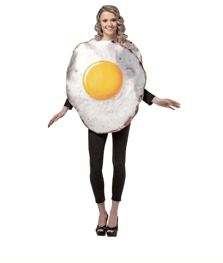 Of all farmhouse costumes, this adorable slip-over fabric egg bib is the easiest