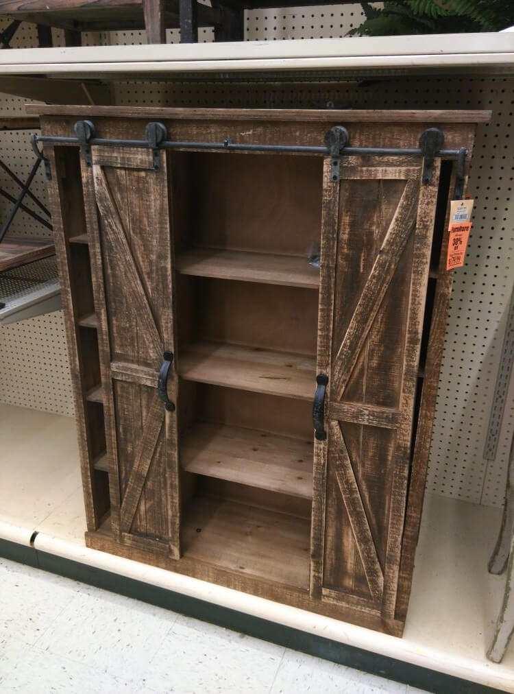 bookshelf with barn doors