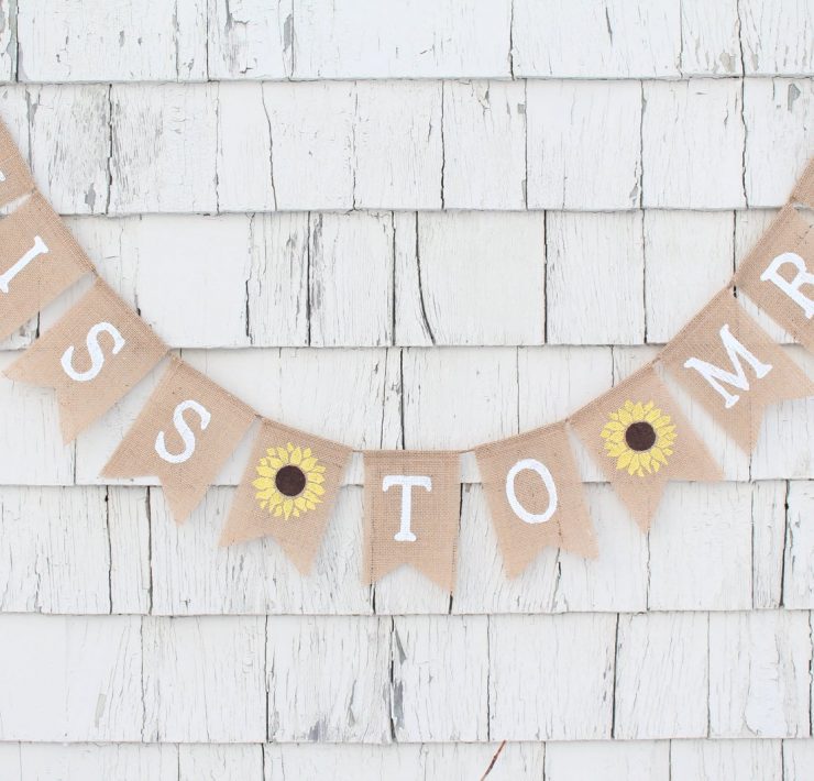 Country bridal shower banner spelling “Miss to Mrs”