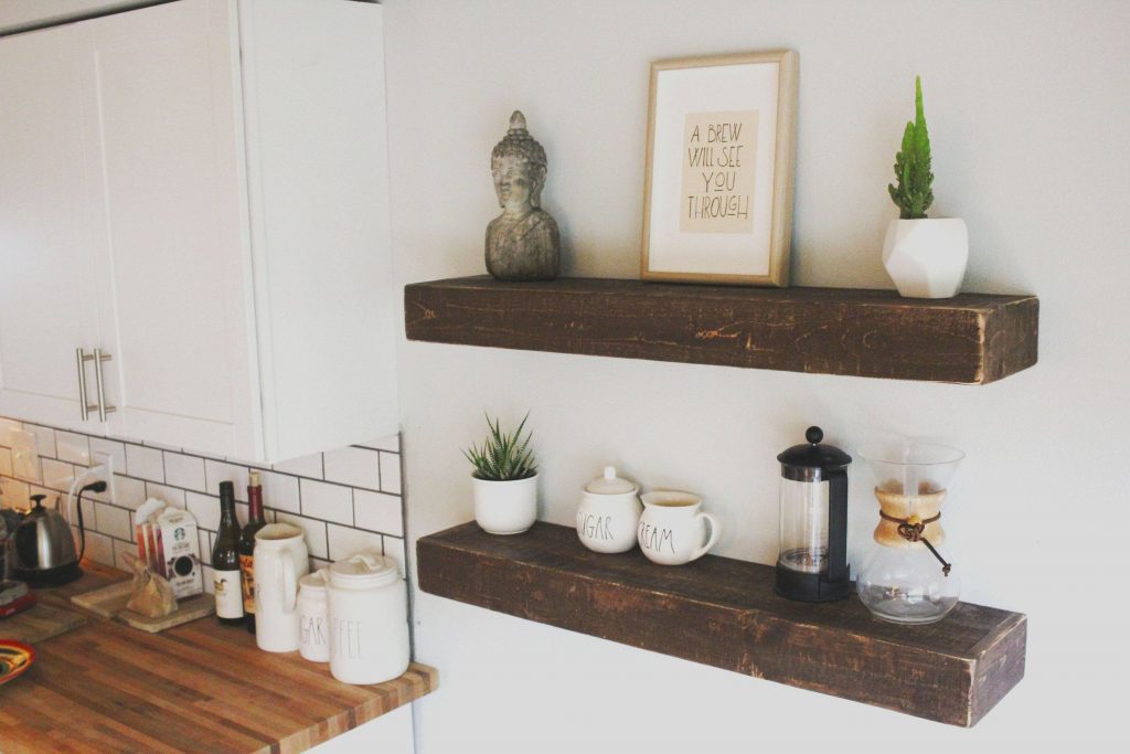 wood floating shelves modern farmhouse style