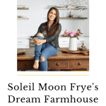Soliel Moon Frye sits on her rustic farmhouse table