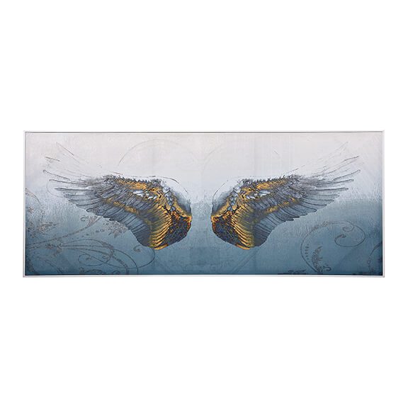 Angel wings on blue background art