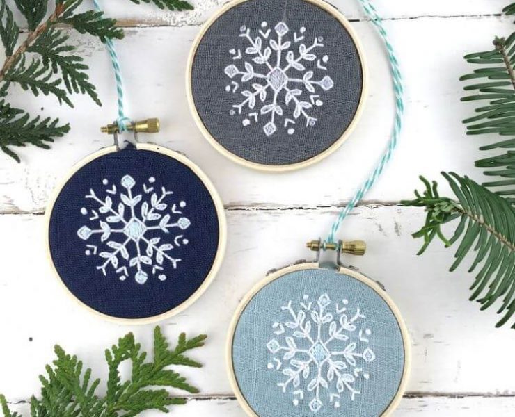 Snokeflake embroidery DIY ornamnet from ETSY