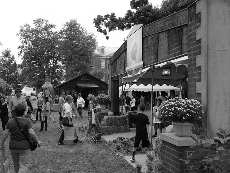 Black and white photo of festival in Kentucky