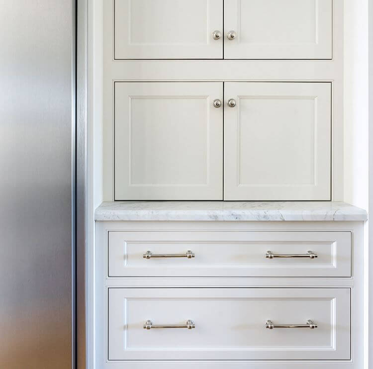 super-custom white inset cabinetry from Starmark Cabinetry