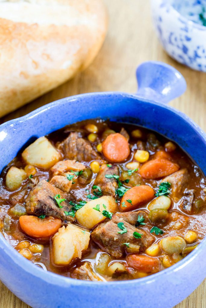 Burgoo recipe stew in crock