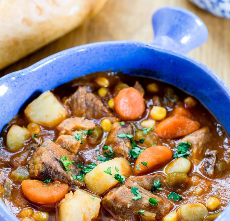 Burgoo recipe stew in crock