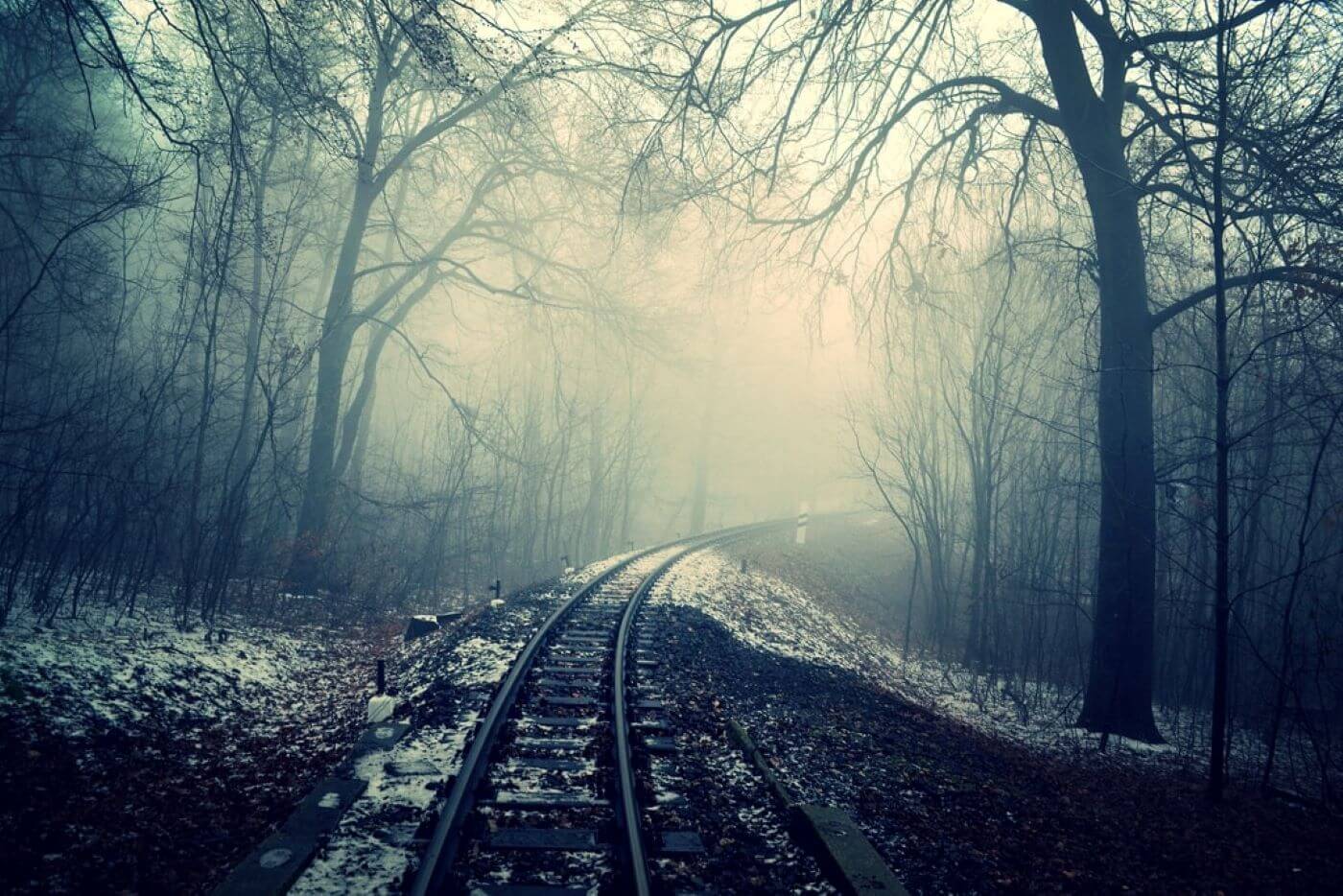 Another one of our spooky spots to visit, a dark railroad at night