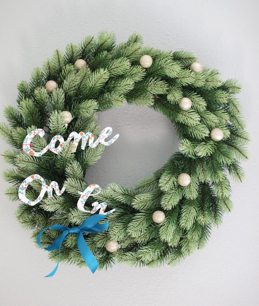 Christmas wreath with word art