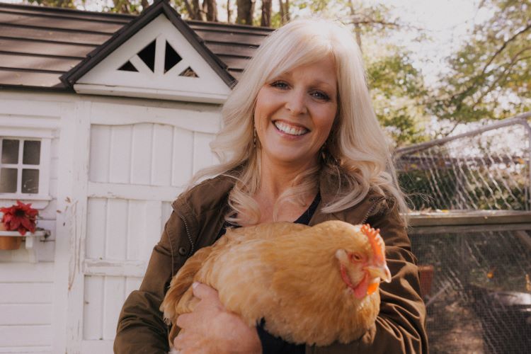 Lana Stenner and her chicken