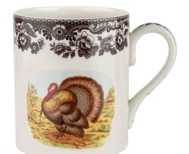 Turkey mug with rustic lace design