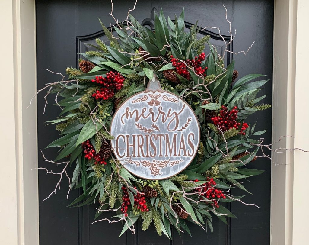 artificial wreath as Christmas greenery