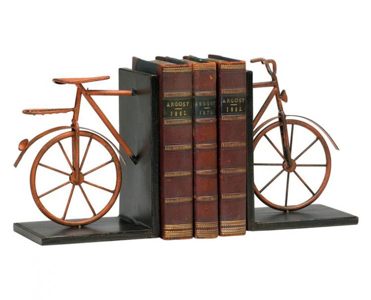 Vintage-model bicycle bookends.