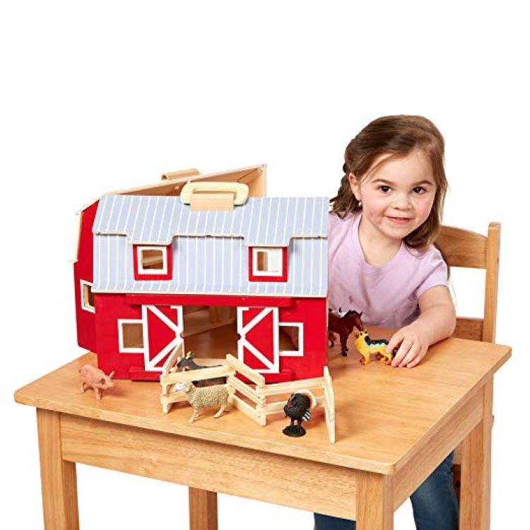 Fold and go red barn full of animal figurines