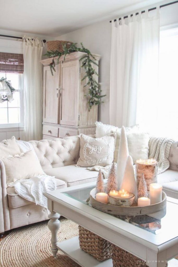 Farmhouse Christmas with simply elegant white decor