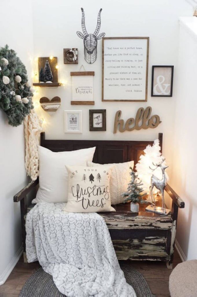 farmhouse style entryway with an art gallery