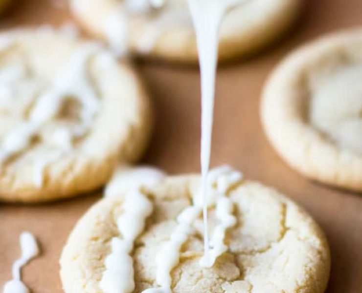 Maple sugar cookies with vanilla drizzle on top