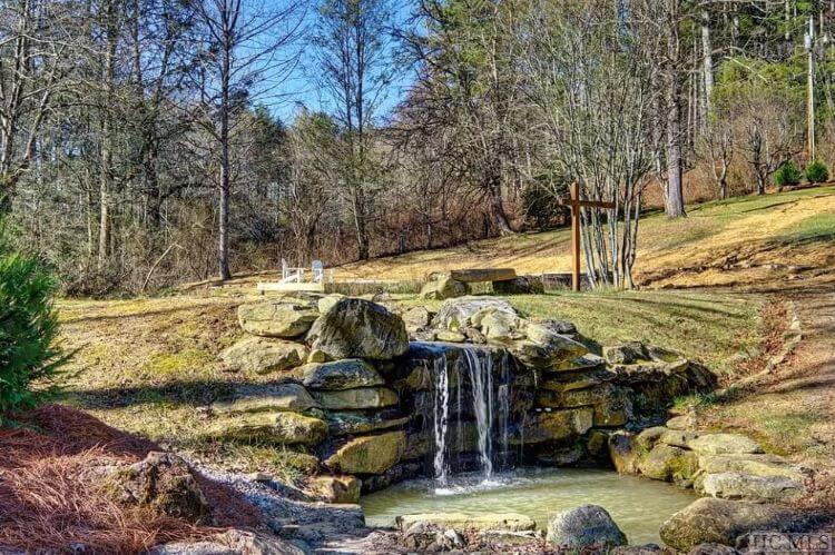 A stunnign view of the property's waterfall