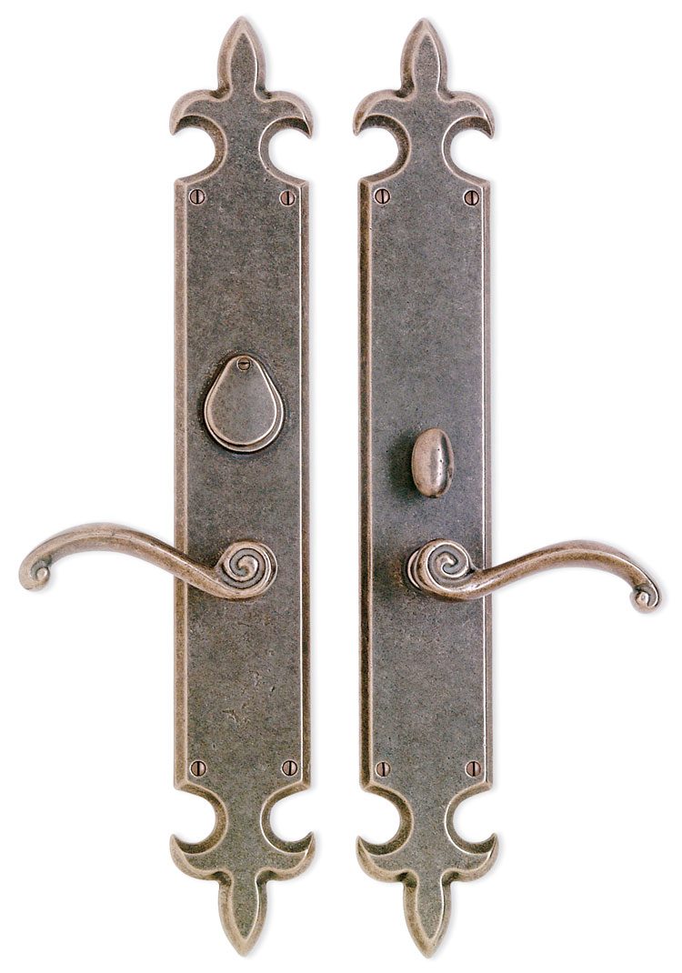 Another farmhouse remodel essential, a pair of unique French inspired door knobs in Flur de lis