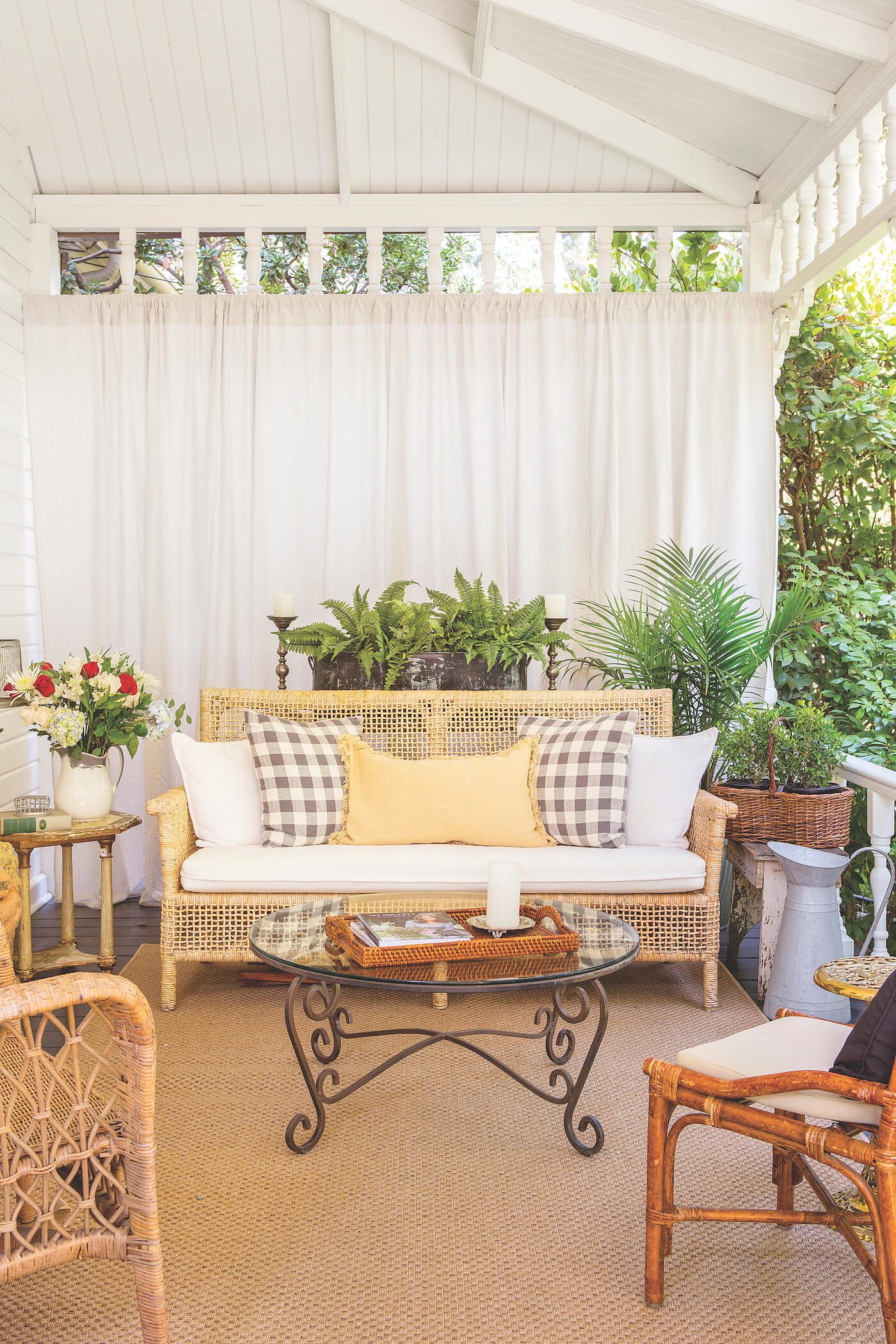 Covered porch with outdoor furniture