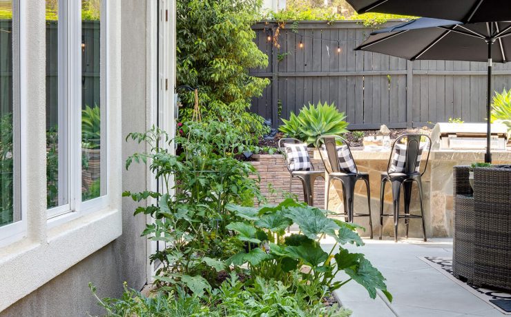 Outdoor raised bed in backyard